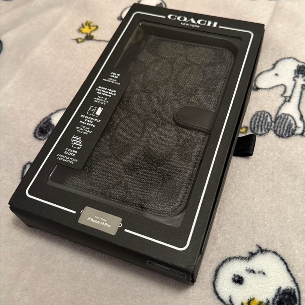 Coach Signature Black iPhone 14 Pro Folio Case